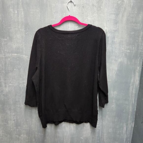 Lane Bryant 18/20 Black Button Up Cardigan Sweater 3/4 Short Sleeve - Picture 4 of 9